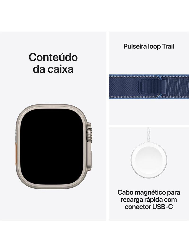 Apple watch ultra 3 gps+ cellular 49mm pulseira loop trail m/g azul/azul-brilhante