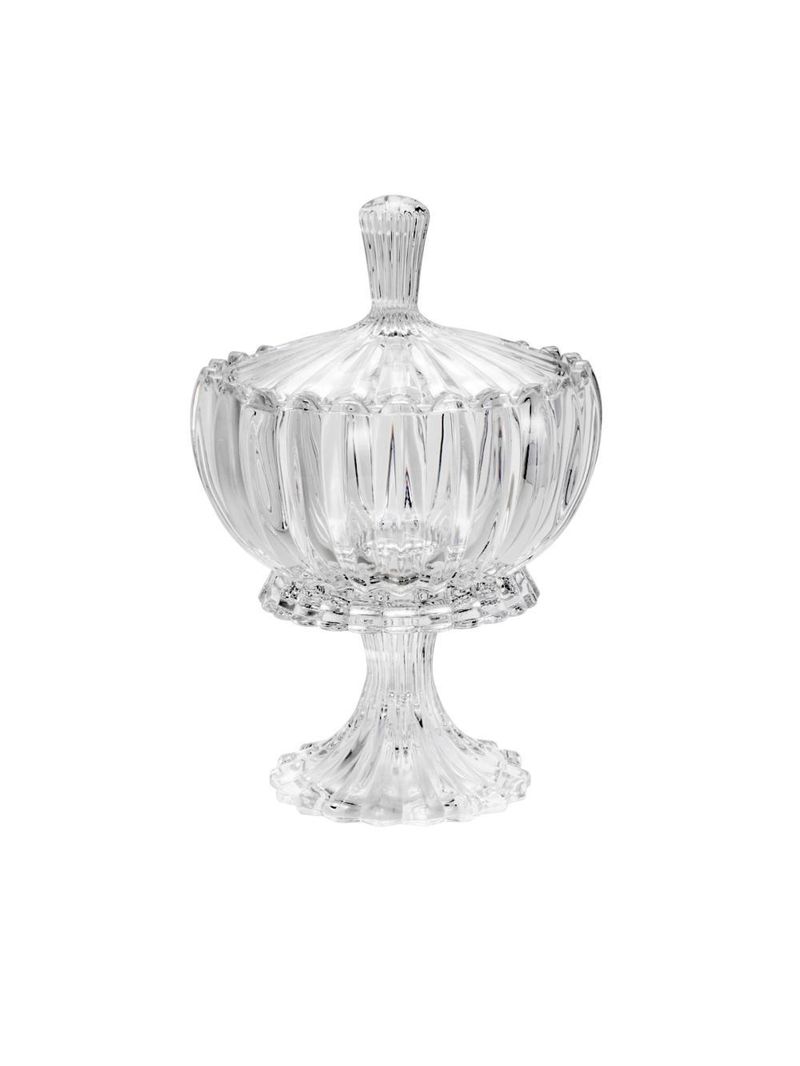 Potiche decorativo de cristal com pé e tampa geneva 11cm x