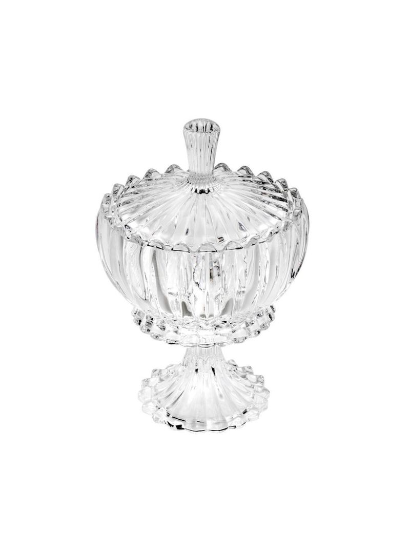 Potiche decorativo de cristal com pé e tampa geneva 11cm x