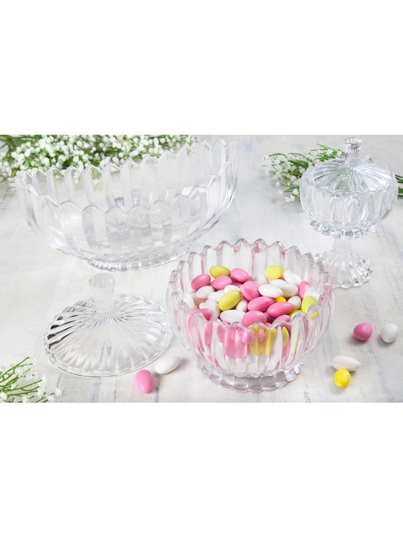 Potiche decorativo de cristal com pé e tampa geneva 11cm x