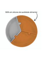 Prato infantil de silicone encaixe puzzle marrom e cinza - minikoioi
