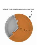 Prato infantil de silicone encaixe puzzle marrom e cinza - minikoioi