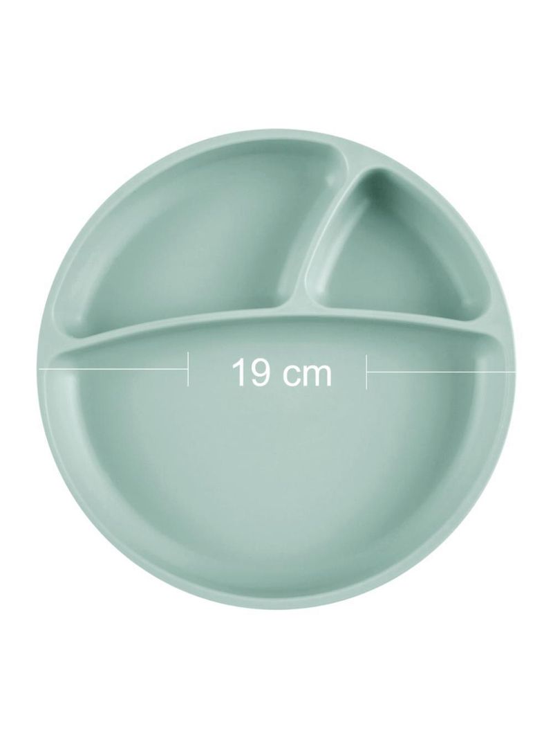 Prato infantil de silicone com divisórias e sucção portions river green - minikoioi