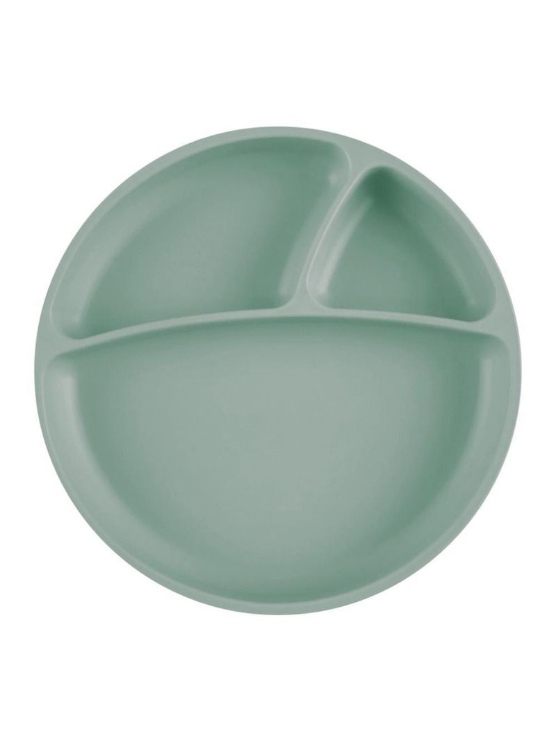 Prato infantil de silicone com divisórias e sucção portions river green - minikoioi