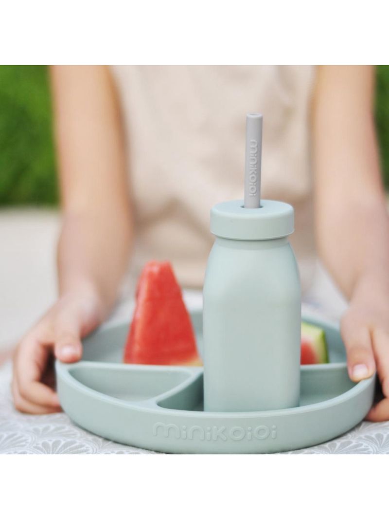 Prato infantil de silicone com divisórias e sucção portions river green - minikoioi
