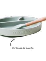 Prato infantil de silicone com divisórias e sucção portions river green - minikoioi