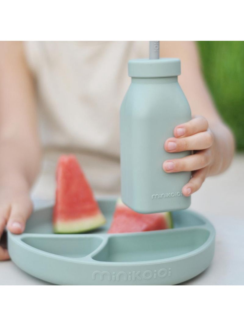 Prato infantil de silicone com divisórias e sucção portions river green - minikoioi
