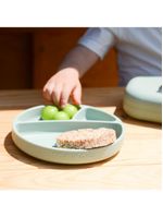 Prato infantil de silicone com divisórias e sucção portions river green - minikoioi