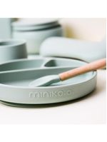 Prato infantil de silicone com divisórias e sucção portions river green - minikoioi