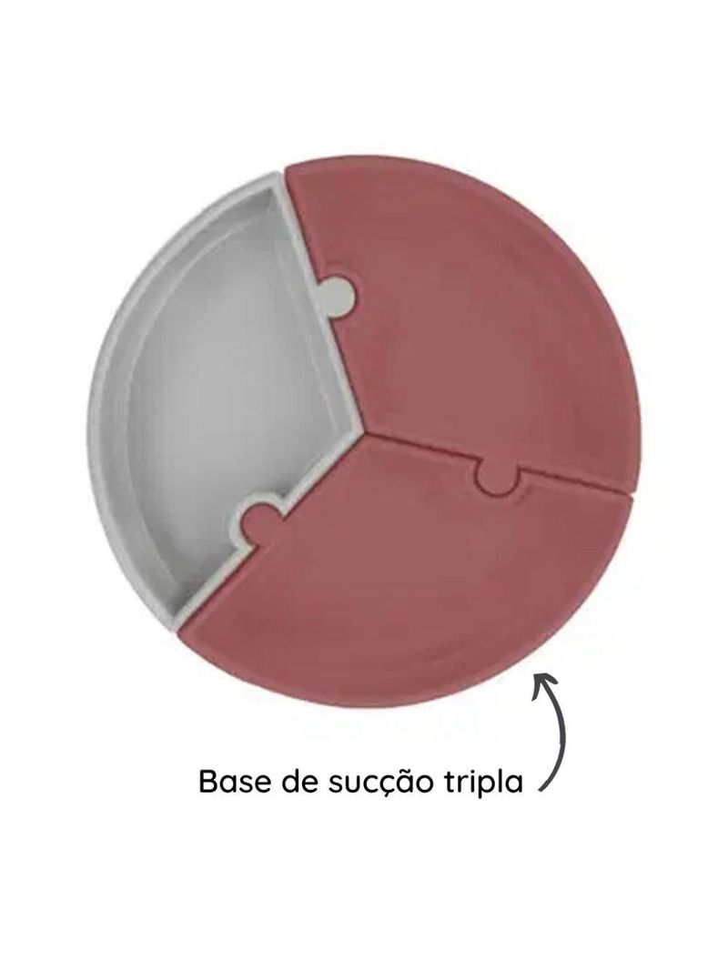 Prato infantil de silicone encaixe puzzle velvet rose e cinza - minikoioi