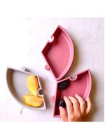 Prato infantil de silicone encaixe puzzle velvet rose e cinza - minikoioi