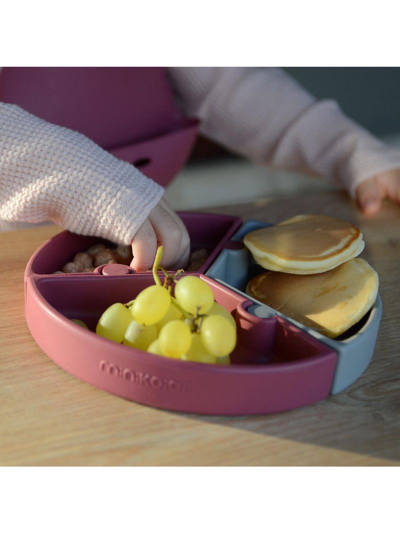 Prato infantil de silicone encaixe puzzle velvet rose e cinza - minikoioi