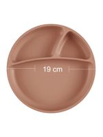 Prato infantil de silicone com divisórias e sucção portions woody brown - minikoioi