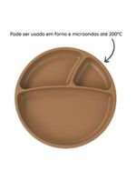 Prato infantil de silicone com divisórias e sucção portions woody brown - minikoioi