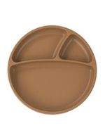 Prato infantil de silicone com divisórias e sucção portions woody brown - minikoioi