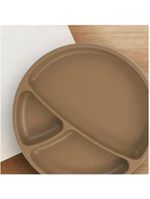 Prato infantil de silicone com divisórias e sucção portions woody brown - minikoioi