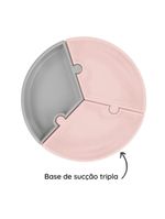 Prato infantil de silicone encaixe puzzle pink rosa e cinza - minikoioi