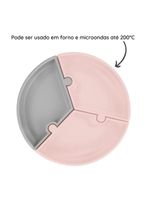Prato infantil de silicone encaixe puzzle pink rosa e cinza - minikoioi