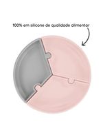Prato infantil de silicone encaixe puzzle pink rosa e cinza - minikoioi