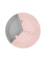 Prato infantil de silicone encaixe puzzle pink rosa e cinza - minikoioi