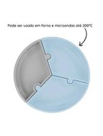 Prato infantil de silicone encaixe puzzle miner blue e cinza - minikoioi
