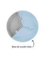 Prato infantil de silicone encaixe puzzle miner blue e cinza - minikoioi