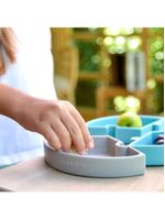 Prato infantil de silicone encaixe puzzle miner blue e cinza - minikoioi