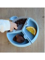 Prato infantil de silicone encaixe puzzle miner blue e cinza - minikoioi