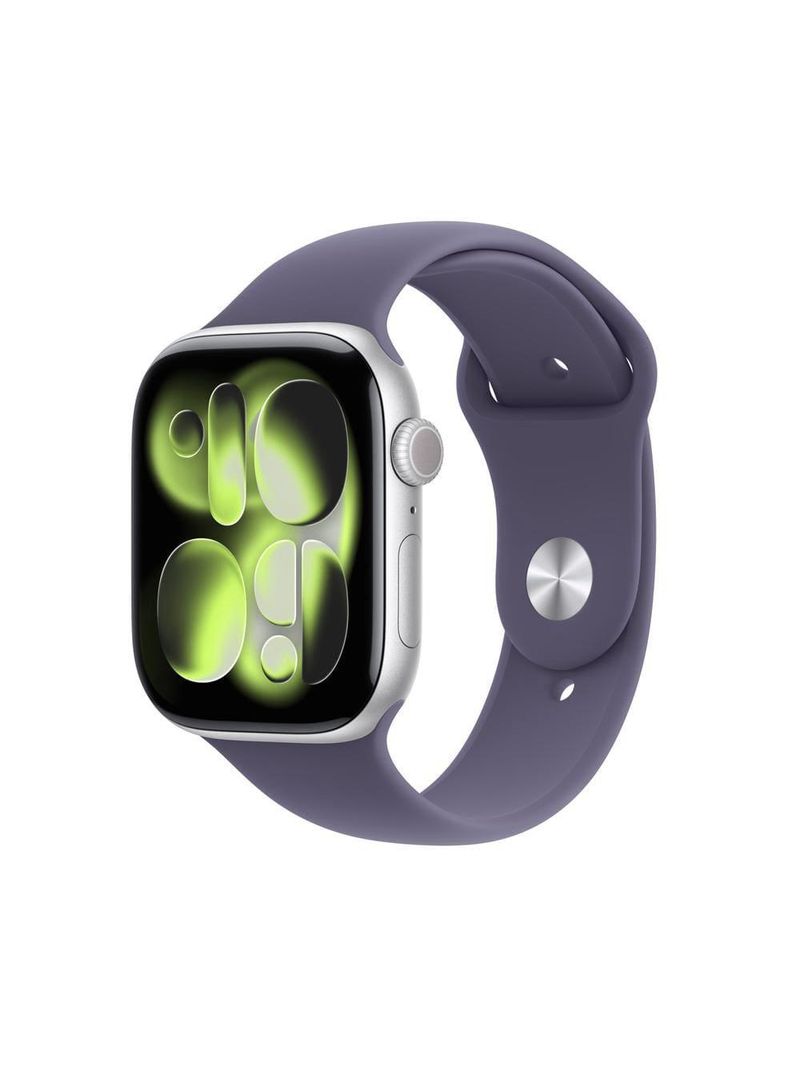 Apple watch series 11 gps+ cellular 46mm prateado pulseira p/m esportiva roxo-névoa