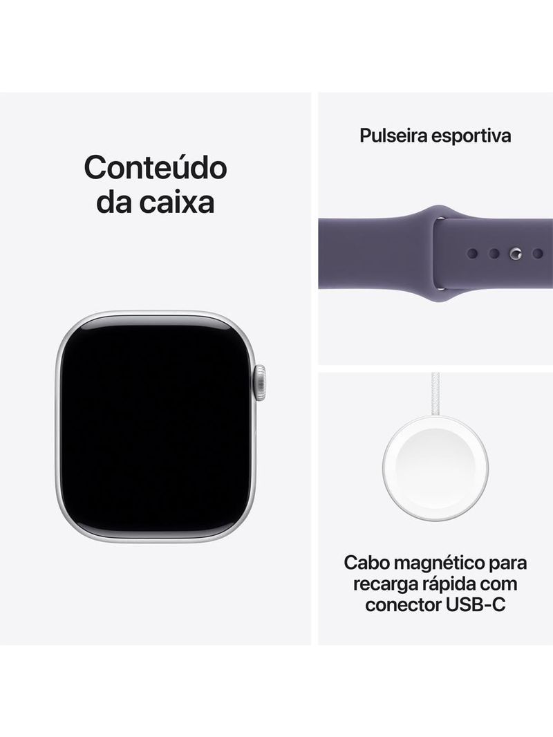 Apple watch series 11 gps+ cellular 46mm prateado pulseira p/m esportiva roxo-névoa