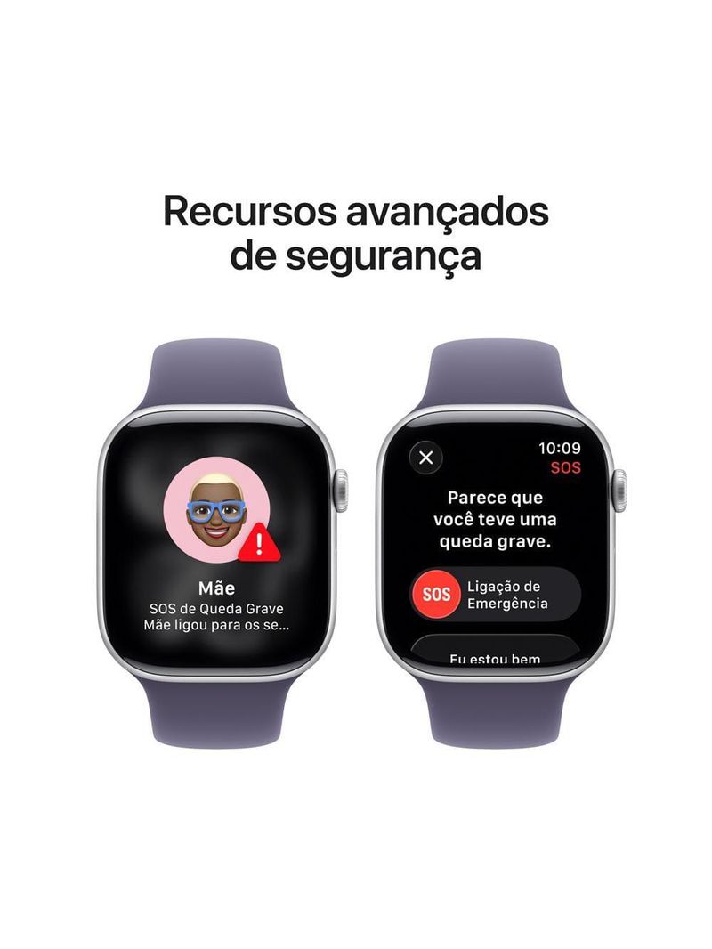 Apple watch series 11 gps+ cellular 46mm prateado pulseira p/m esportiva roxo-névoa