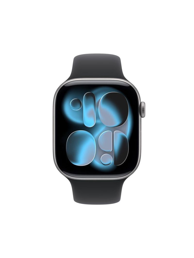 Apple watch series 11 gps+ cellular 46mm cinza-espacial pulseira p/m esportiva preta