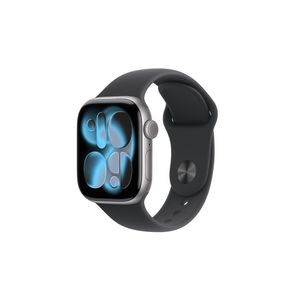 Apple watch series 11 gps+ cellular 42mm cinza-espacial pulseira m/g esportiva preta