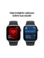 Apple watch series 11 gps+ cellular 42mm cinza-espacial pulseira m/g esportiva preta