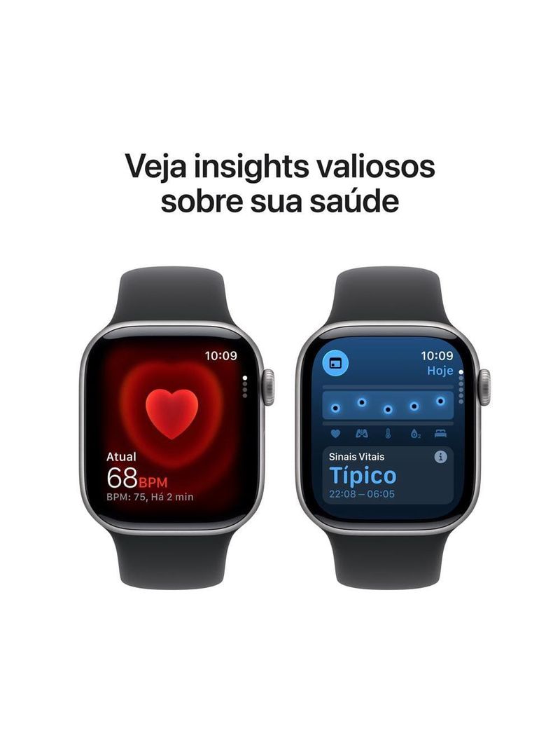 Apple watch series 11 gps+ cellular 42mm cinza-espacial pulseira m/g esportiva preta