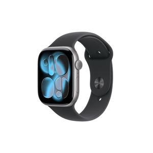 Apple watch series 11 gps+ cellular 46mm cinza-espacial pulseira m/g esportiva preta