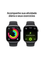 Apple watch series 11 gps+ cellular 46mm cinza-espacial pulseira m/g esportiva preta