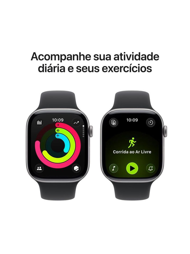 Apple watch series 11 gps+ cellular 46mm cinza-espacial pulseira m/g esportiva preta