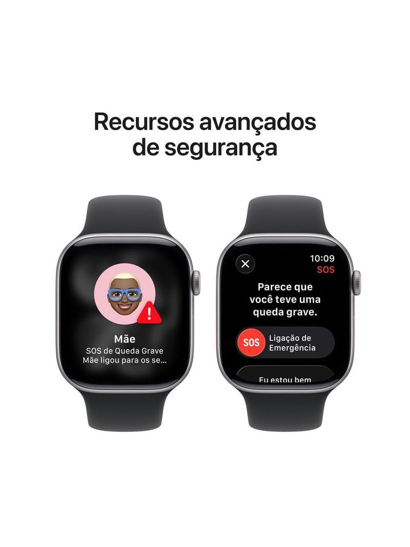 Apple watch series 11 gps+ cellular 46mm cinza-espacial pulseira m/g esportiva preta
