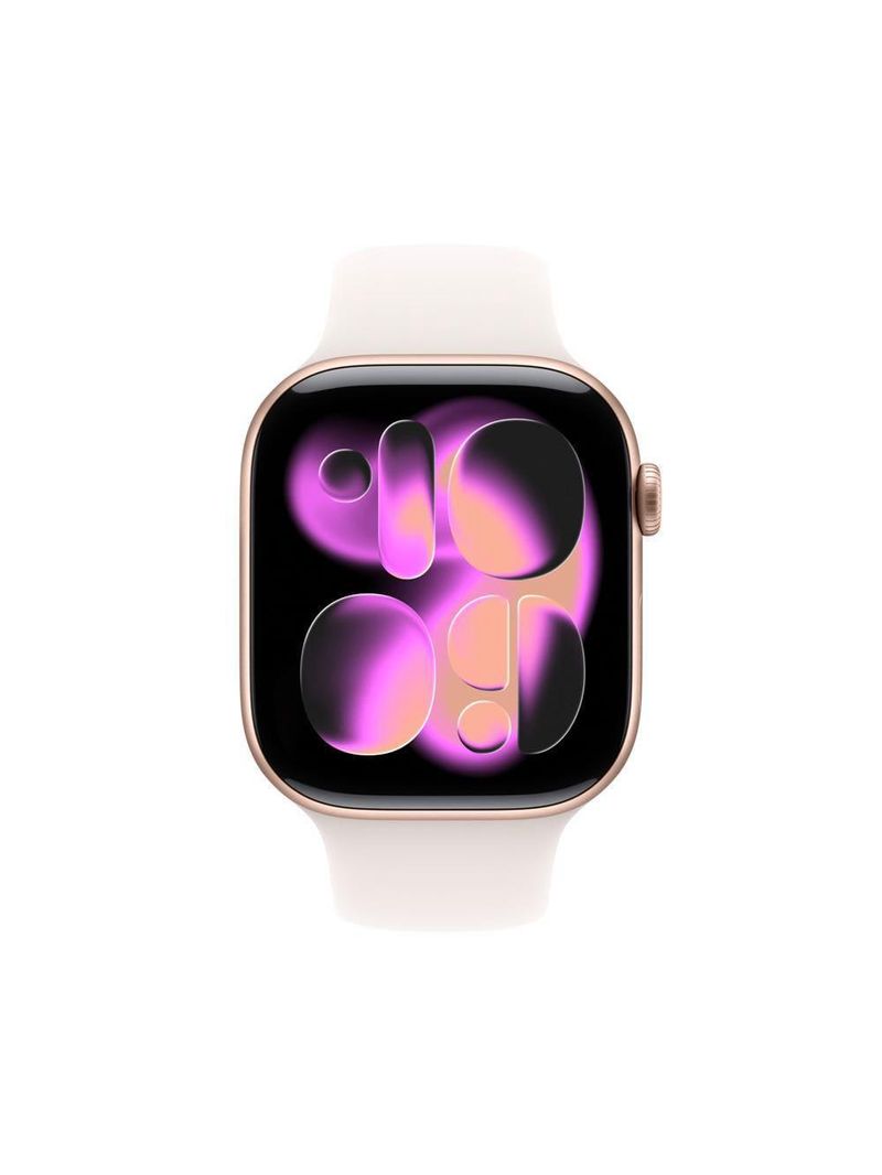 Apple watch series 11 gps 46mm ouro rosa pulseira p/m esportiva blush-clara