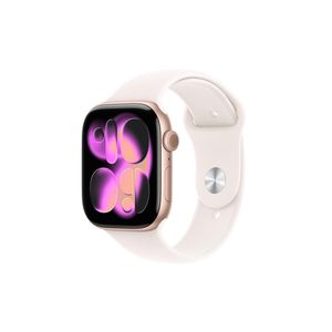 Apple watch series 11 gps 46mm ouro rosa pulseira p/m esportiva blush-clara