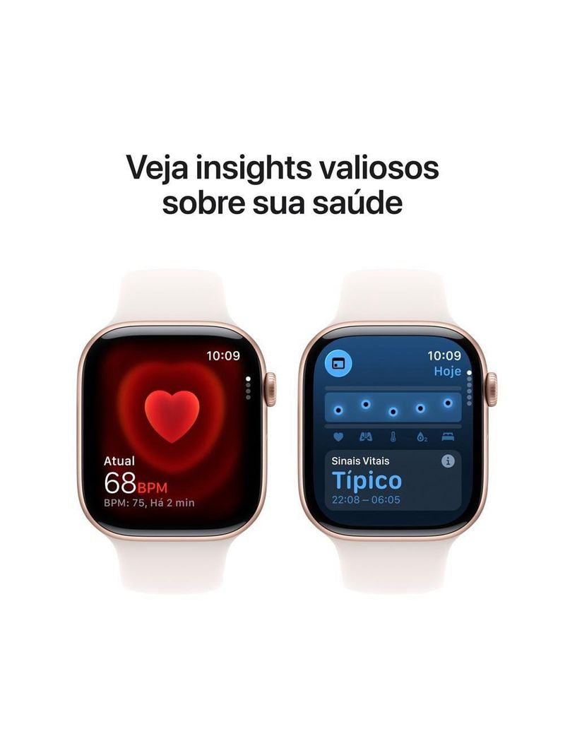 Apple watch series 11 gps 46mm ouro rosa pulseira p/m esportiva blush-clara