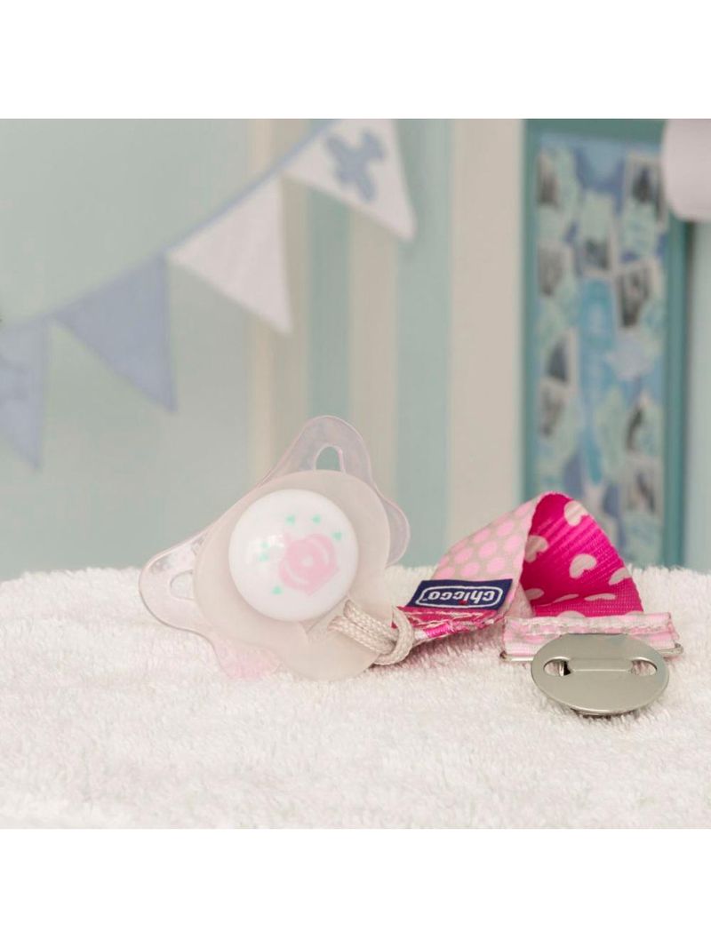 Prendedor de chupeta fashion clip rosa - chicco