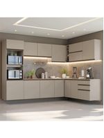 Armário De Cozinha Completa De Canto 465 Cm Suspensa Nice Madesa 10 Crema