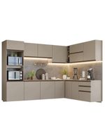 Armário De Cozinha Completa De Canto 465 Cm Suspensa Nice Madesa 10 Crema