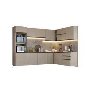 Armário De Cozinha Completa De Canto 465 Cm Suspensa Nice Madesa 10 Crema