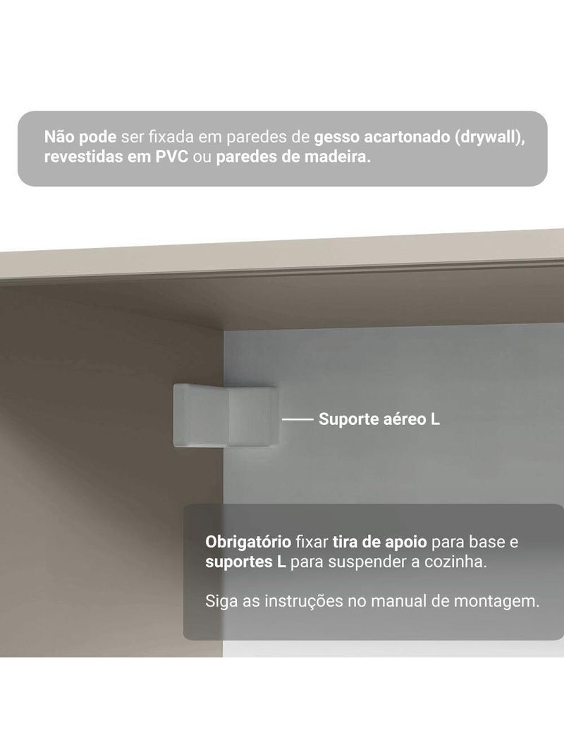 Armário De Cozinha Completa De Canto 465 Cm Suspensa Nice Madesa 10 Crema