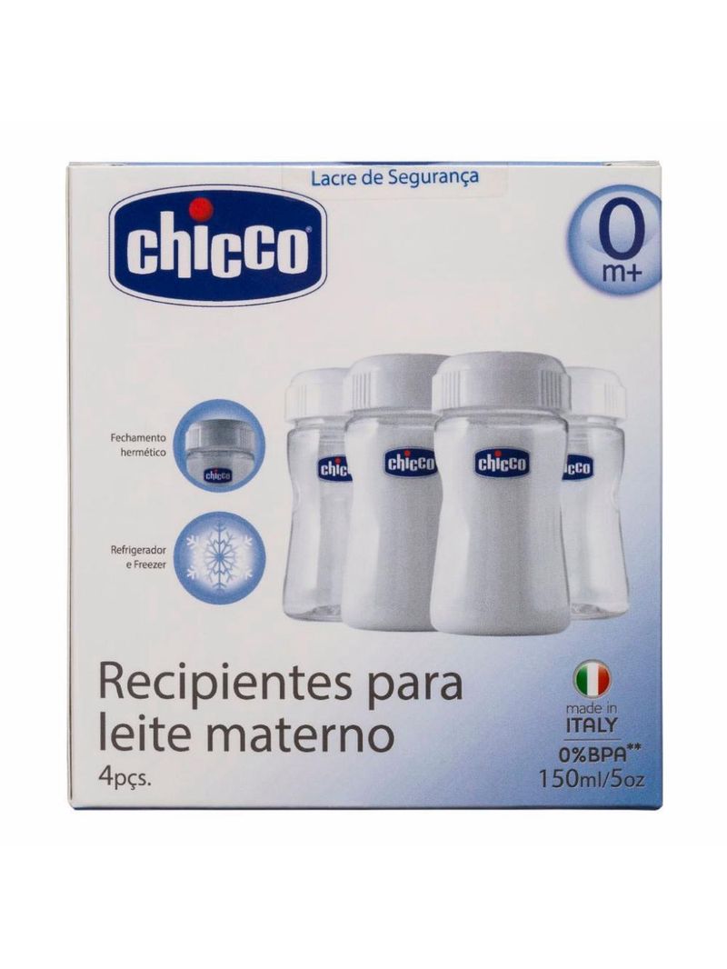Recipiente para leite materno 150ml wellbeing chicco 4 peças