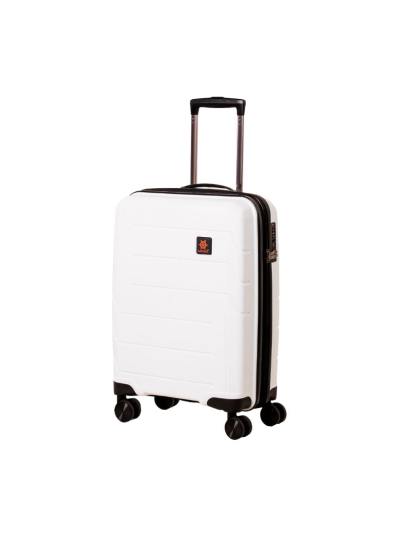 Mala Pequena de Bordo Navegat Expansíve Branca Rodas Duplas Cadeado TSA Polipropileno