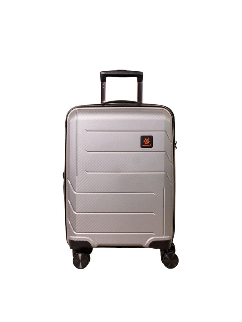 Mala Pequena de Bordo Navegat Expansível Cinza Metálico Rodas Duplas Cadeado TSA Polipropileno